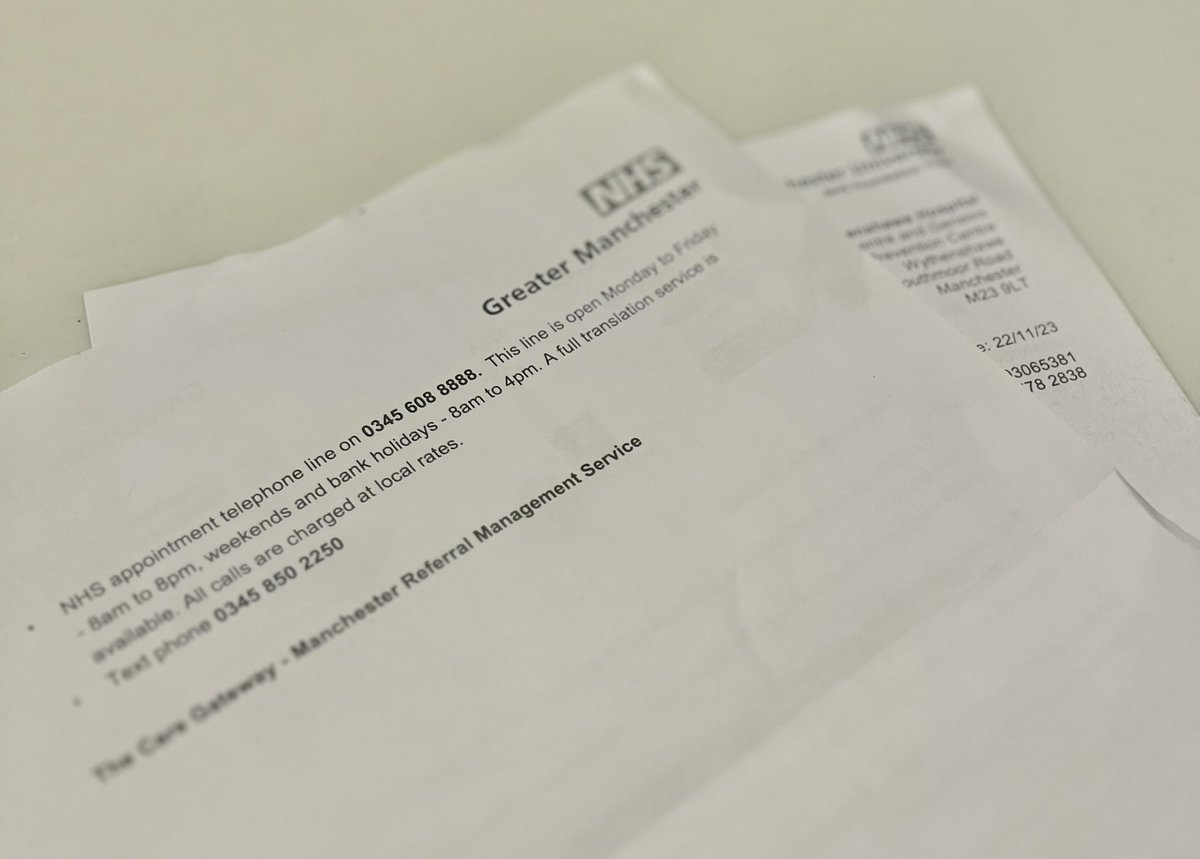 karenmaryoneill's tweet photo. The state of the NHS is abysmal. I was referred on a 2 week wait pathway on 1/11/23. After chasing it myself, appointment received for 19/12/23 - almost 7 weeks. This is not acceptable. Yes I’m grateful for the NHS, but it’s a broken system #NHS #2weekwait #health #Manchester https://t.co/Et4OoxC8q0