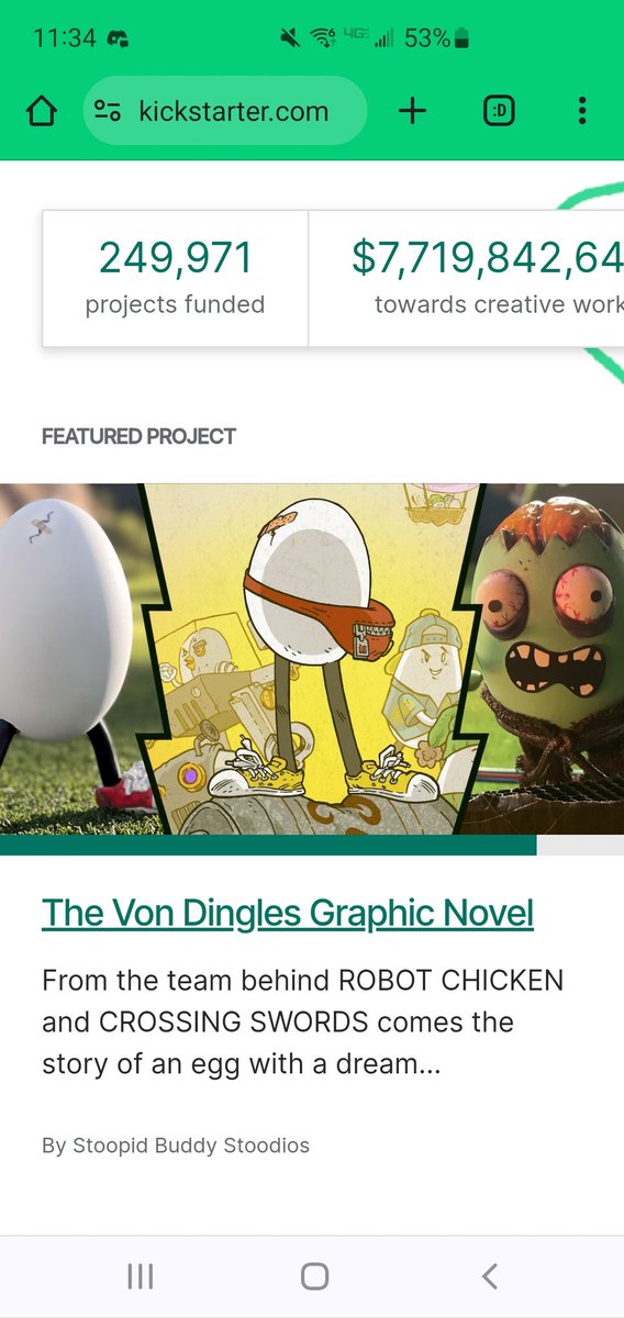 Von Dingles on the @Kickstarter homepage! 🥳 #Kickstarter #kickstartercomics #comics #robotchicken