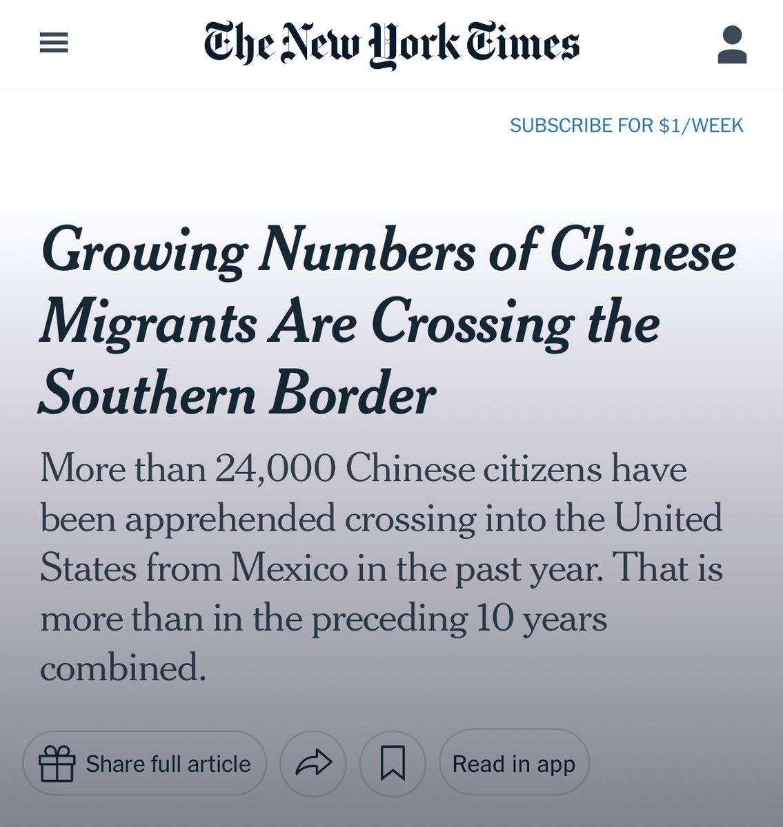 The spy balloon was just the start.

<a href="/JoeBiden/">Joe Biden</a>’s weakness is giving Communist China every opportunity to further infiltrate our country.

“More than 24,000 Chinese citizens have been apprehended crossing into the United States from Mexico in the past year. That is more than in