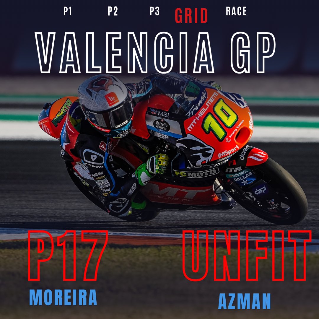 MSiRacingTeam's tweet photo. Mañana hay que pelear duro!!! 📸: @manutormo
📸: @paco.diaz
#mthelmetsmsifamily♥️ #Moto3Worldchampionship #MotoGP #2023season #valenciagp #diogomoreira #syarifuddinazman #diogo #moreira #damok #azman https://t.co/y1JAi6iJ60