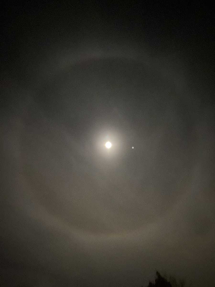 A Moon Halo over us tonight with a side of Jupiter I believe.