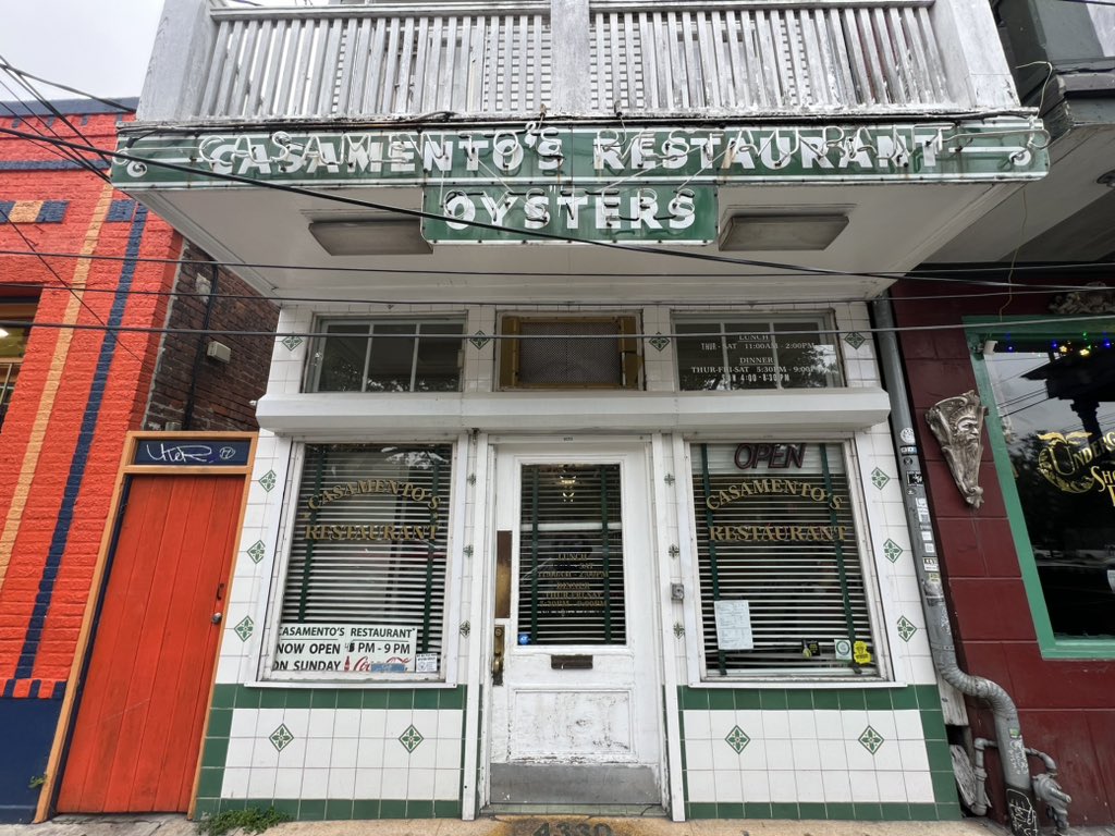 Char grilled oysters and fresh cut fries at Casamento’s Restaurant in New Orleans, Louisiana. Since 1919.