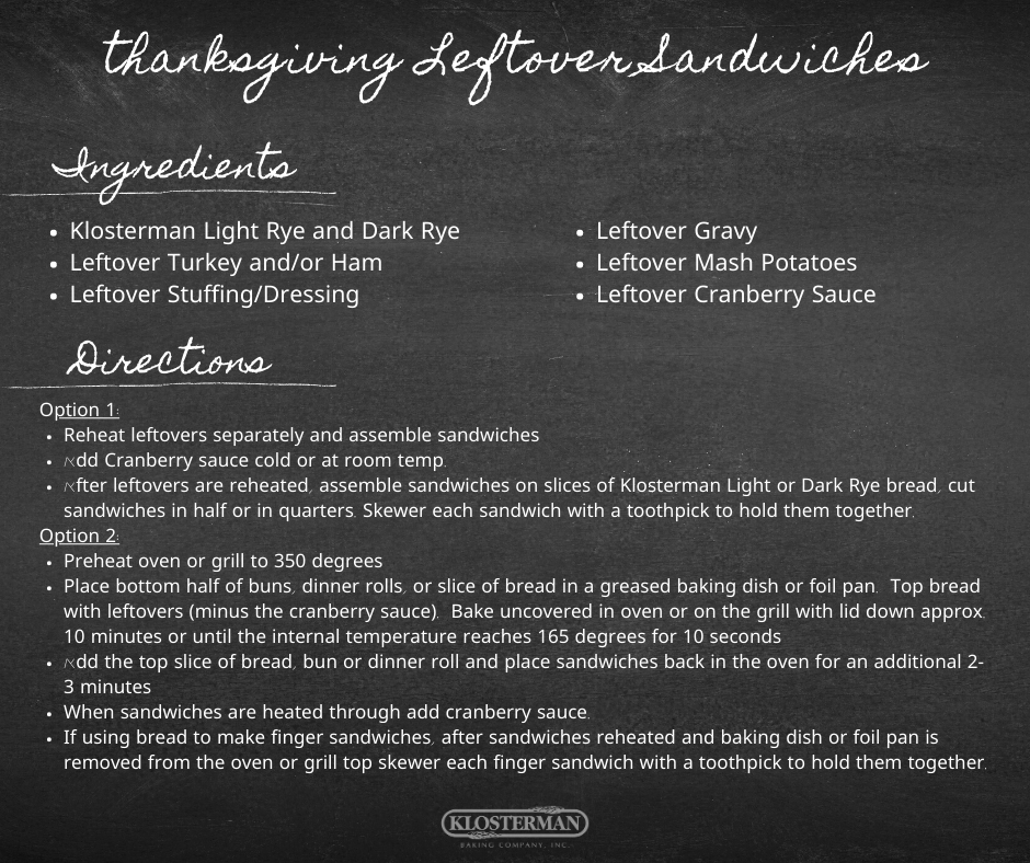 klostermanbread's tweet image. Still have turkey lurking in the fridge? 🦃

Keep the festivities going by serving up some #Thanksgiving Leftover Sandwiches for the whole family! #Recipes
