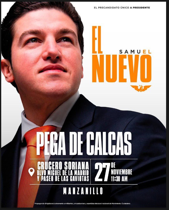 _amaurimoran's tweet photo. Banda de MANZA 🚨 
Mi compadre @samuel_garcias viene el lunes a una pega de calcas en el crucero de Soriana a las 11:30 am. 
¿Quién jala por su #CalcaMatona? 🧡

Mensaje dirigido a militantes y simpatizantes de @MovCiudadanoMX. https://t.co/eW84WMwLZZ