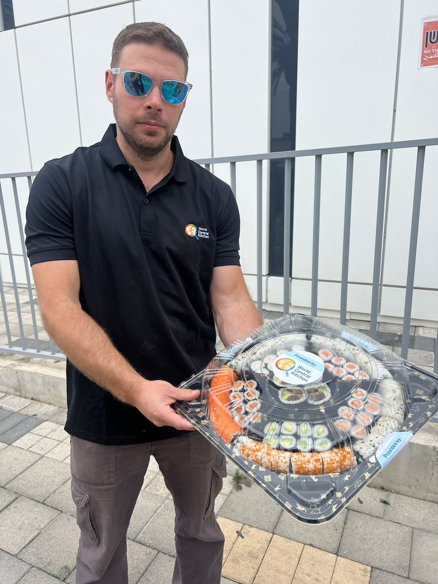 WCKitchen's tweet photo. Food is comfort, especially in the most difficult times. At a hospital in Israel, WCK took a special request from the 9 year old son of a freed hostage—he wanted sushi. So the WCK team brought sushi along with burgers, kabobs, rice, salad, hummus, pita &amp; more #ChefsForThePeople https://t.co/ACY1XpijiU