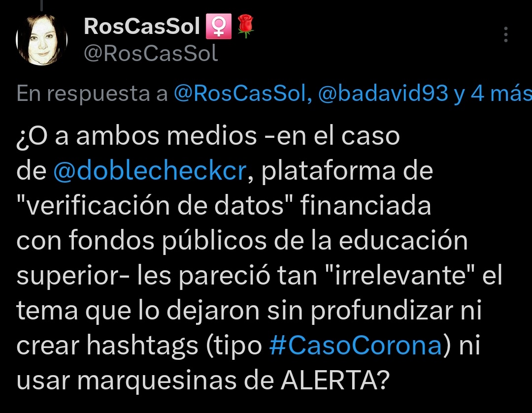 @badavid93 @doblecheckcr @nacion @luisguillermosr @CarlosAlvQ Esperamos su respuesta que, como editor de medio pagado con fondos públicos, resultaría aún más elocuente en caso de EVADIR esas dos preguntas.

Porque, a diferencia de la ciudadanía, quien trabaja 'informando' con fondos públicos, debe dar cuentas de sus silencios.

Saludos.