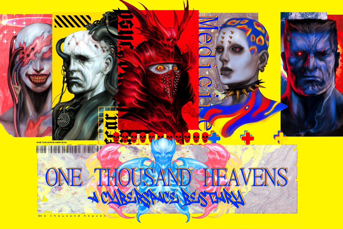 Personfaces's tweet image. MY NEW ARTBOOK KICKSTARTER IS NOW LIVE! 

kickstarter.com/projects/witne…

Please help me bring "ONE THOUSAND HEAVENS: A CYBERSPACE BESTIARY" to life!

An 80-page artbook collecting paintings of cyberspace  avatar monsters and the users who pilot them, warring for control over reality!