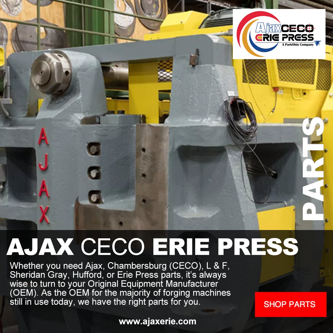 AjaxCECOEPS's tweet image. Attention Ajax, CECCO, and Erie Press users! Enhance your machine&apos;s longevity with our comprehensive selection of OEM parts. Our parts library has everything you need to keep forging ahead. Start your search here: hubs.la/Q01Y4sHR0 #LongLastingParts #ForgingMachines