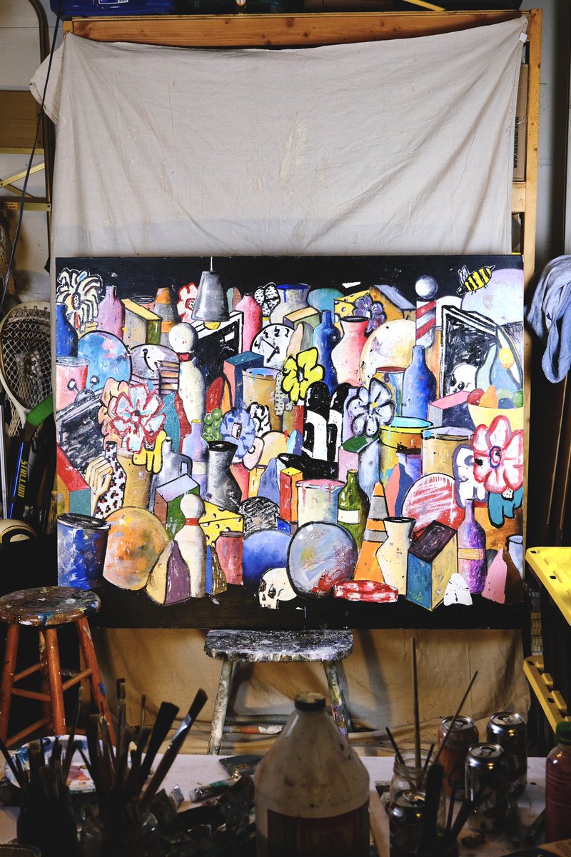 PhibDoesThis's tweet photo. Just a boy &amp; his big ass paintings https://t.co/El2owuil8J