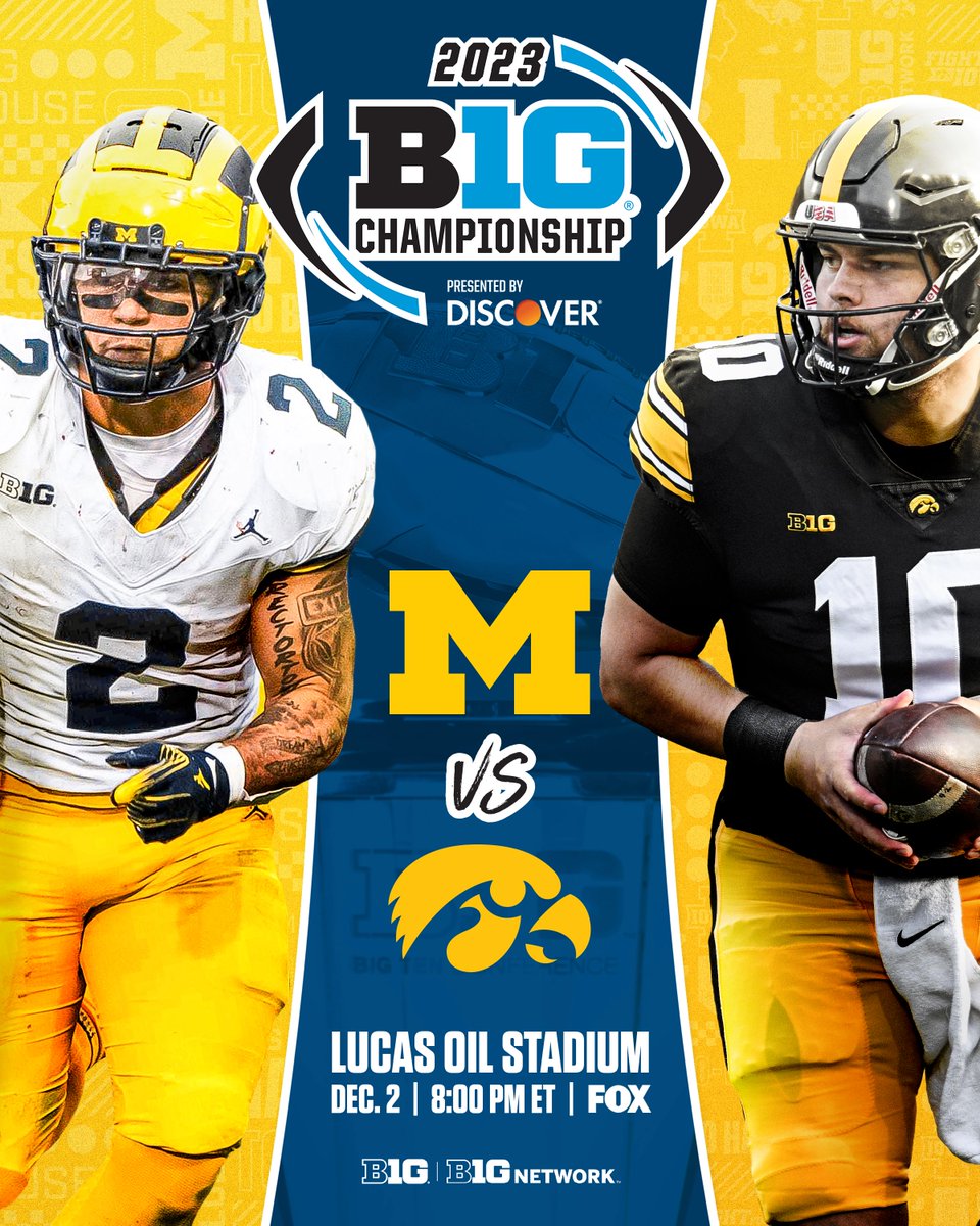 Michigan vs. Iowa For the second time in three years, the Wolverines and Hawkeyes will meet in Indy. 🏆