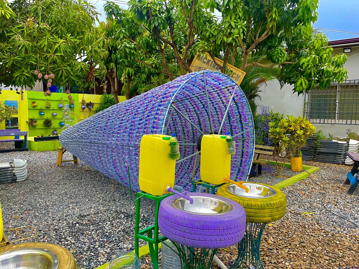 3rd week of plastic bottles tree training at our facility. We had fun even weaving through the rain