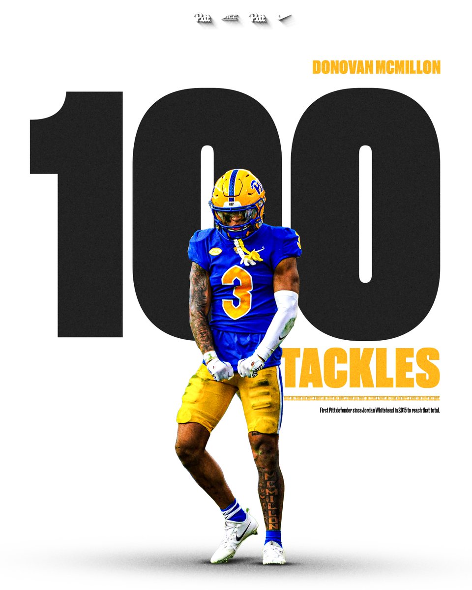 💯 <a href="/DonovanMcMillo3/">Donovan McMillon</a> 

First Pitt defender to record 100+ tackles in a season since Jordan Whitehead.

#H2P » #BAM