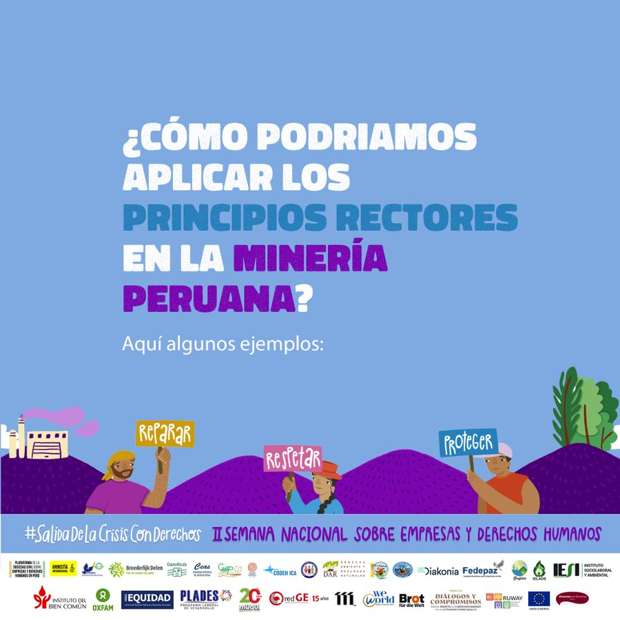 FedepazPeru's tweet photo. La II Semana de Empresas y Derechos Humanos se acerca  y nos preguntan ¿Cómo se aplican los Principios Rectores? Aquí te compartimos un ejemplo sobre su aplicación en el sector de la minería en Perú 🇵🇪. ¡Juntos proponemos una #SalidaDeLaCrisisConDerechos!  Sigue el hilo (1/5)🧵👇 https://t.co/3R7v4q1tVb
