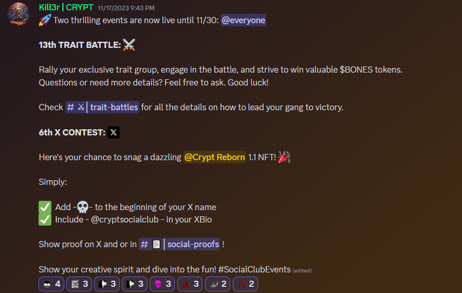 cryptsocialclub's tweet photo. Hey Skull Kids! ๐ฅ
Don't miss out on the adrenaline-pumping action of our 6th X contest and 13th fierce Trait Battle! ๐๐
Let's break the mold and set the crypto world ablaze with our passion, drive, and love for the game! ๐ช๐
#traitbattle #Giveaways https://t.co/rsQhcdCP5K