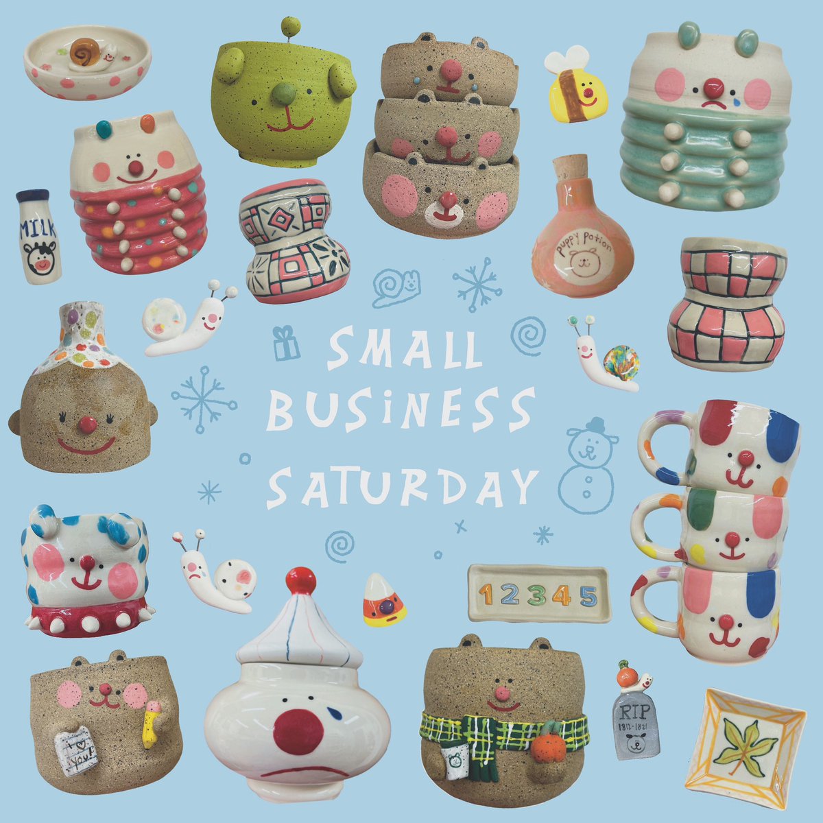theonenamedmara's tweet image. Small Business Saturday Sale is Live! Up to 40% off no coupon required ❄️ #pottery #whimsical #potterystudio #potteryartist #smallbatchceramics #cuteceramics #cutearteveryday #cuteclay #kawaiiaesthetic #ceramicart #cuteart #cutestuff #handmadehome #SmallBiz #SmallBusiness #art