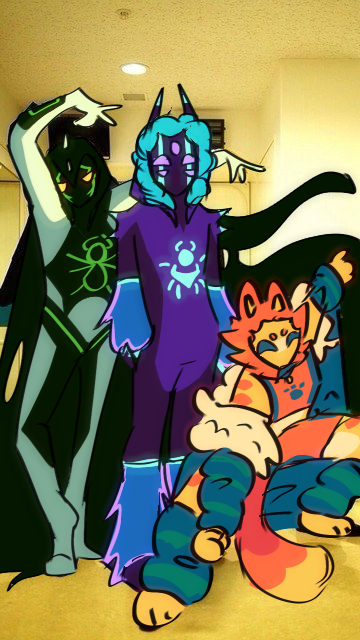 swiiggss's tweet photo. ArcheNior (left, belongs to @DrewPenis16 ) 
VaporWave (middle, mine)
Spider-Puss (right, belongs to @yummymashedpot1) https://t.co/n7zGIRJwcj