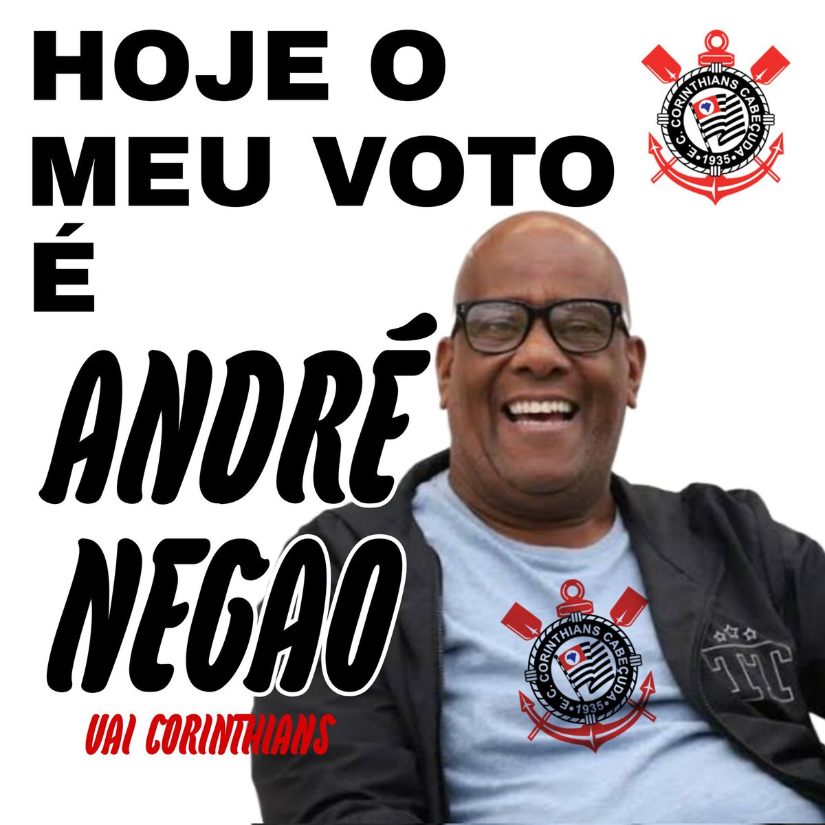 Poucas horas para gente mudar a história do Corinthians e do futebol brasileiro para melhor para trazer o Corinthians pro lugar de onde ele nunca deveria ter saído vote André negão presidente alô meu presidente 

#alopresidente #vote70 #andrenegaopresidente