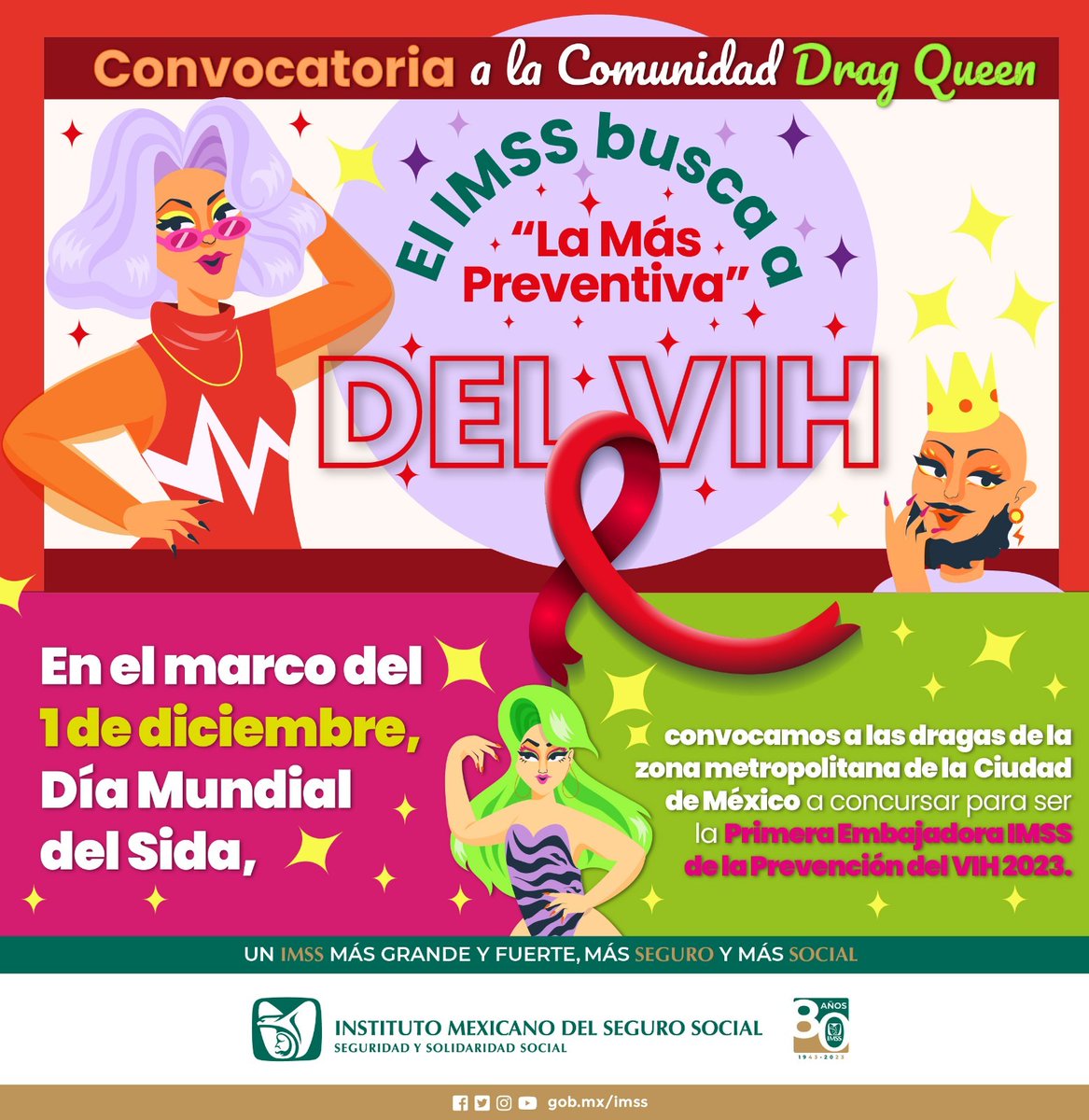 Tu_IMSS's tweet photo. ¡El IMSS busca a #LaMásPreventiva! 💅🏼 👑
Tú puedes convertirte en la primera Embajadora #DragIMSS de la Prevención del #VIH 2023… y lo sabes de mujer.
Convocatoria dirigida a la comunidad #DragQueen: https://t.co/qyaCJarner https://t.co/7G1HgPYgfe