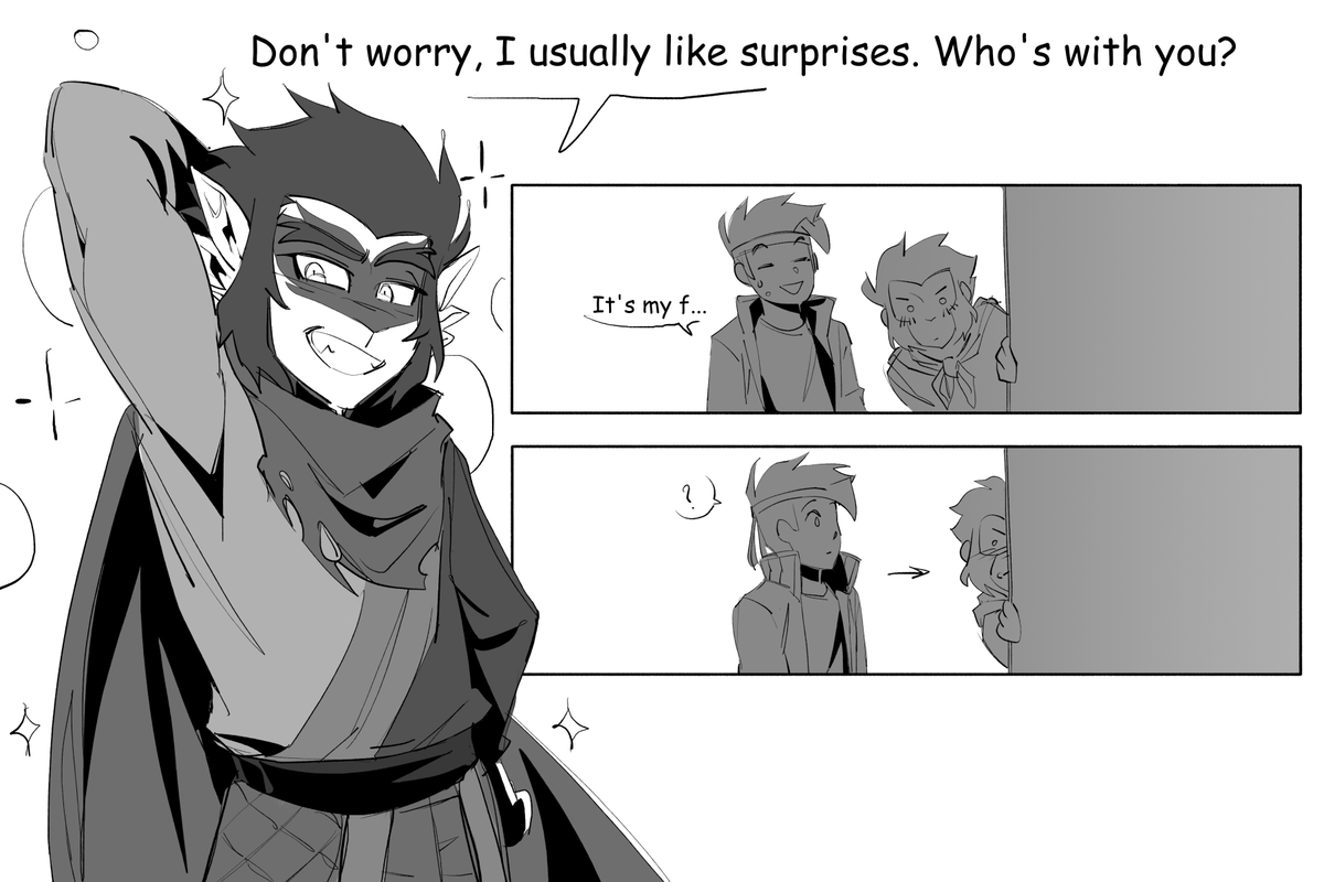KefiCatfish's tweet photo. AU
Wukong and Macaque have never known each other in the past and have never run into each other anywhere before. The moment from this comic takes place within the first season :D

(1/2)

#monkiekid #shadowpeach https://t.co/AI7feOkMaO