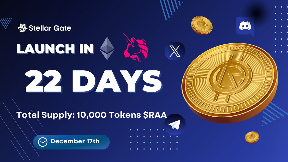 Heads up, Stellars! 

Only 2️⃣ 2️⃣  days left before we launch the $RAA! 🚀

Stay alert! 🕵️‍♂️

linktr.ee/stellar_gate 

#StellarGate #BlockchainGaming #Web3 #CryptoCurrency #AirdropEvent