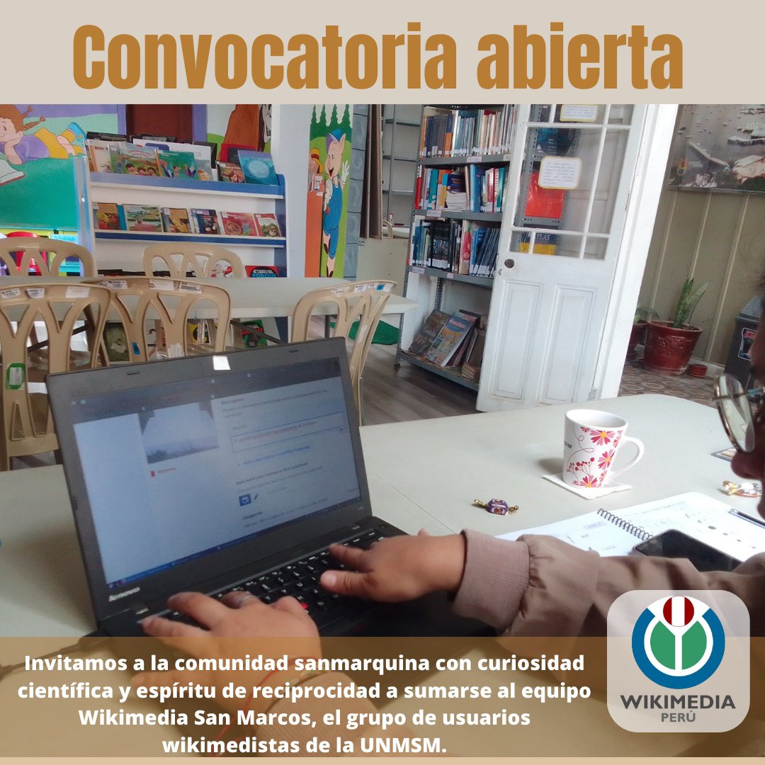Convocatoria permanente. Para postular rellena el formulario en el link de la bio.
wikimedia.org.pe/wiki-unmsm/
