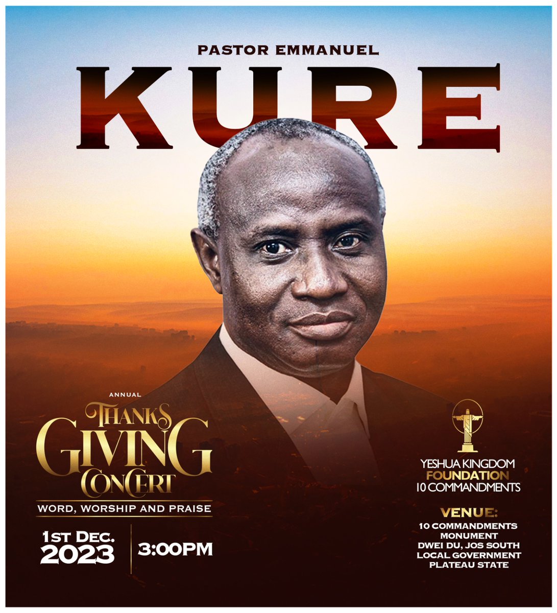 jayfmjos's tweet photo. The President Yeshua Kingdom Foundation also known as 10 commandments, Pastor Jonah David Jang invites you all to her annual Thanksgiving concert.

Time: 3 pm. 

Date: 1st December, 2023 

Venue: 10 Commandments Monument Dwei Du, Jos South local government Plateau State.

Come lets raise an altar of worship, praise and Thanksgiving.
#10commandments
#TheWayOfGod