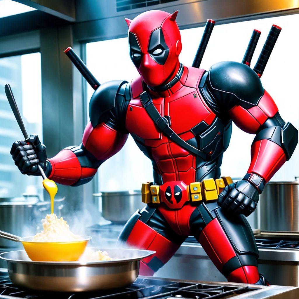 🍣🔥 Deadpool spicing things up in Tokyo's kitchen chaos! The Merc with a Mouth meets culinary mayhem. #DeadpoolCooks #TokyoFoodie #ChimichangaChef #MercenaryMeals #SushiandSwords #AntiheroCuisine #CookingChaos #TokyoAdventures #FoodFrenzy #MarvelGourmet #FoodComics  🍱🔪