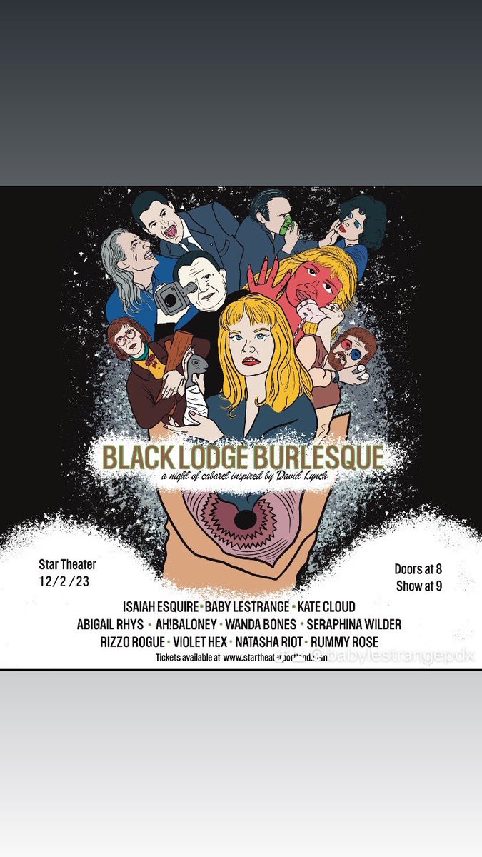 One week away <a href="/StarTheaterPDX/">💫Star Theater</a> !! Cabaret inspired by David Lynch! #Portland #portlandevents #pdx #davidlynch #twinpeaks