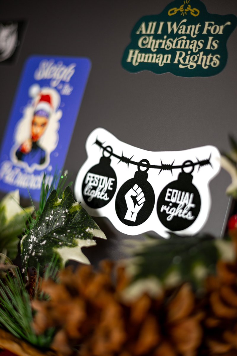 Wrap up some HO-HO-HOPE this season with our Christmas stickers! 🎁 These stickers make perfect presents for the change-makers in your life. 🎄✊🏽 #FestiveLightsEqualRights