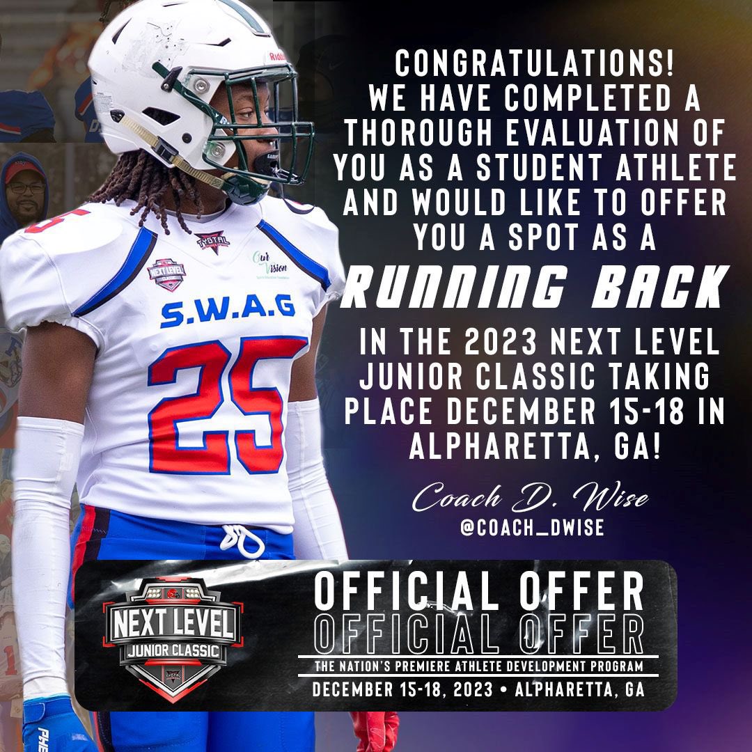 I am blessed to be invited to the 2023 Next Level Junior Classic🔥. <a href="/coach_dwise/">Coach D Wise</a> <a href="/OVNEXTLEVEL/">Next Level Classic Program</a> 
<a href="/geauxtwl/">Todd Lowery</a> <a href="/CoachCCain/">Coach Casey Cain</a>
