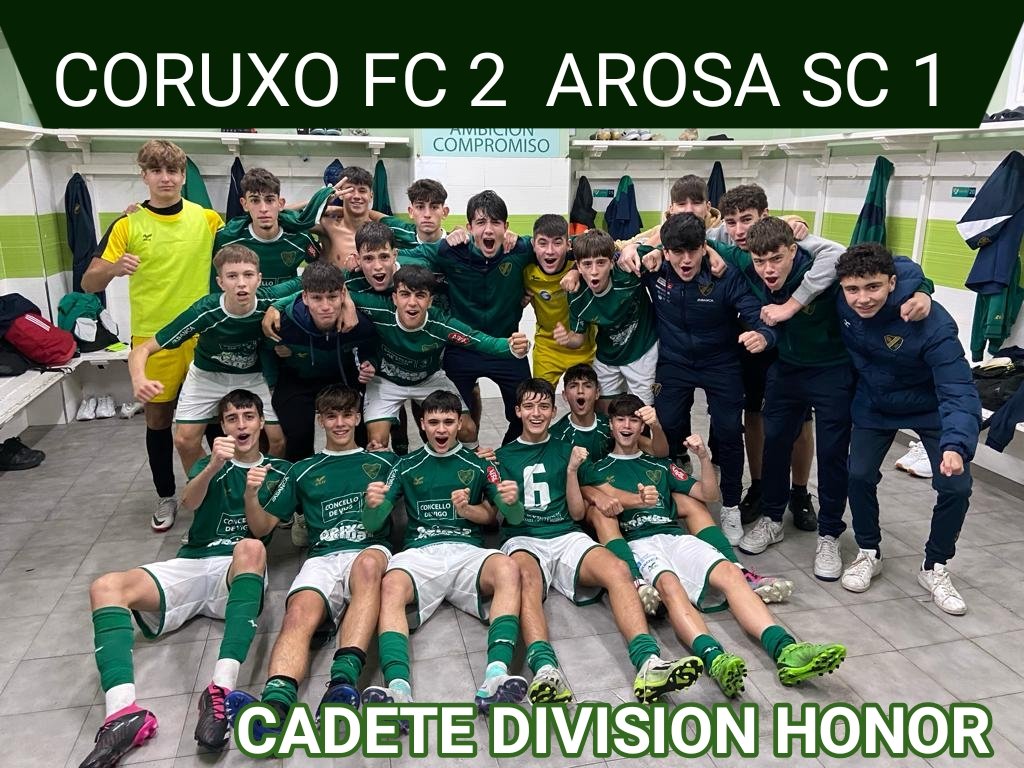 Cadete División Honor
<a href="/CoruxoFCoficial/">Coruxo FC ⚒️</a> 2️⃣
<a href="/ArosaSCOficial/">Arosa SC</a> 1️⃣
PARTIDAZO por los dos equipos