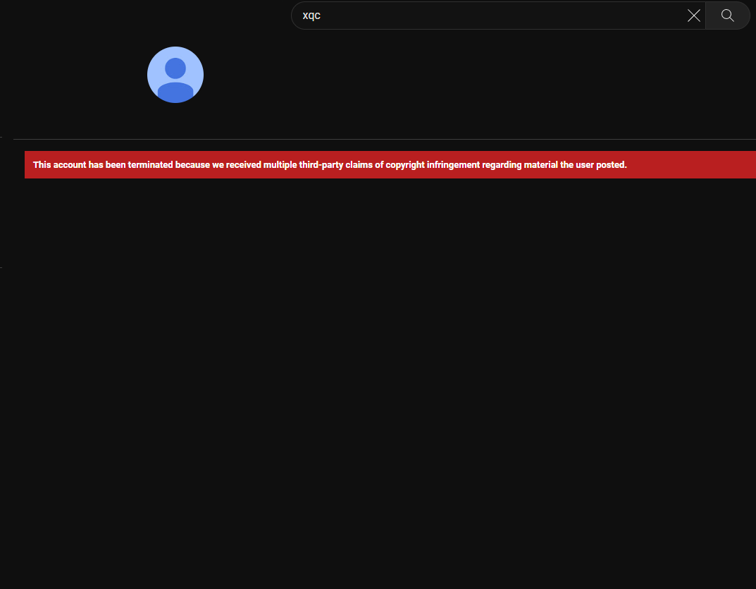 scubaryan_'s tweet photo. XQC's YouTube channel has been terminated... https://t.co/0ym1Mrgbxm