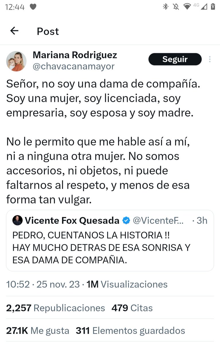 elperezuelo's tweet photo. Sobre lo que dijo Fox sobre Mariana Rodríguez:

En 4 horas él género menos de 1k likes.

Ella en la mitad del tiempo generó 27k.

Su gran habilidad es tomar un ataque y usarlo en su favor

Sin insultos.

Será lo que quieran, pero tiene 🧠 y habilidad. https://t.co/sErKRNnrMT