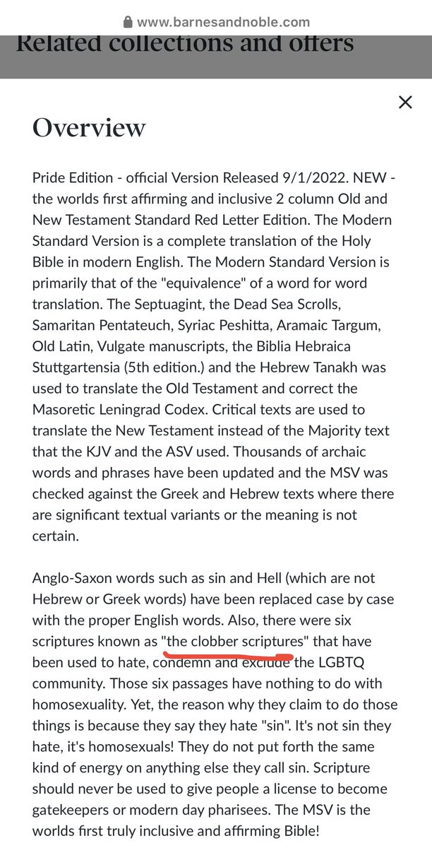 conservmillen's tweet photo. Ok maybe this is old news, but a follower just sent me this, and I’d never seen it. An LGBTQ version of the Bible that not only changes the verses about homosexuality, but also verses about sin and hell. Evil 💔Also interesting that they use “clobber passages” to describe what God’s Word says about sexuality. I first heard the term from Andy Stanley a few years ago, which makes me wonder who’s quoting whom.