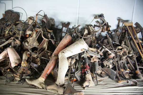 Prosthetic devices belonging to disabled people killed at Auschwitz.