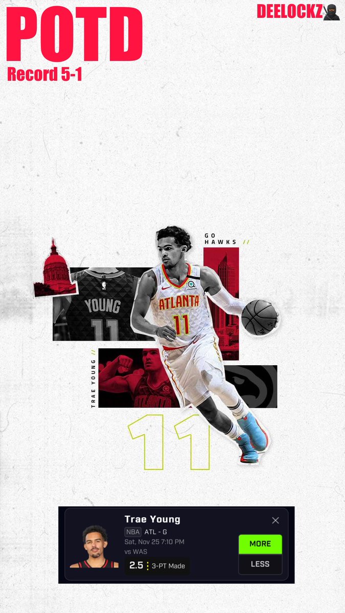 dvlonee's tweet photo. POTD #7🔥 TRAE YOUNG o2.5 3PM
 
POTD 5-1🥷🏾

Trae Young has been on fire the past 2 games. He averages 25 and 9 versus the Wizards in career games. He can easily get 3s against them.

#prizepicks #underdog #gambling #playerprobs https://t.co/uZL2JApst9