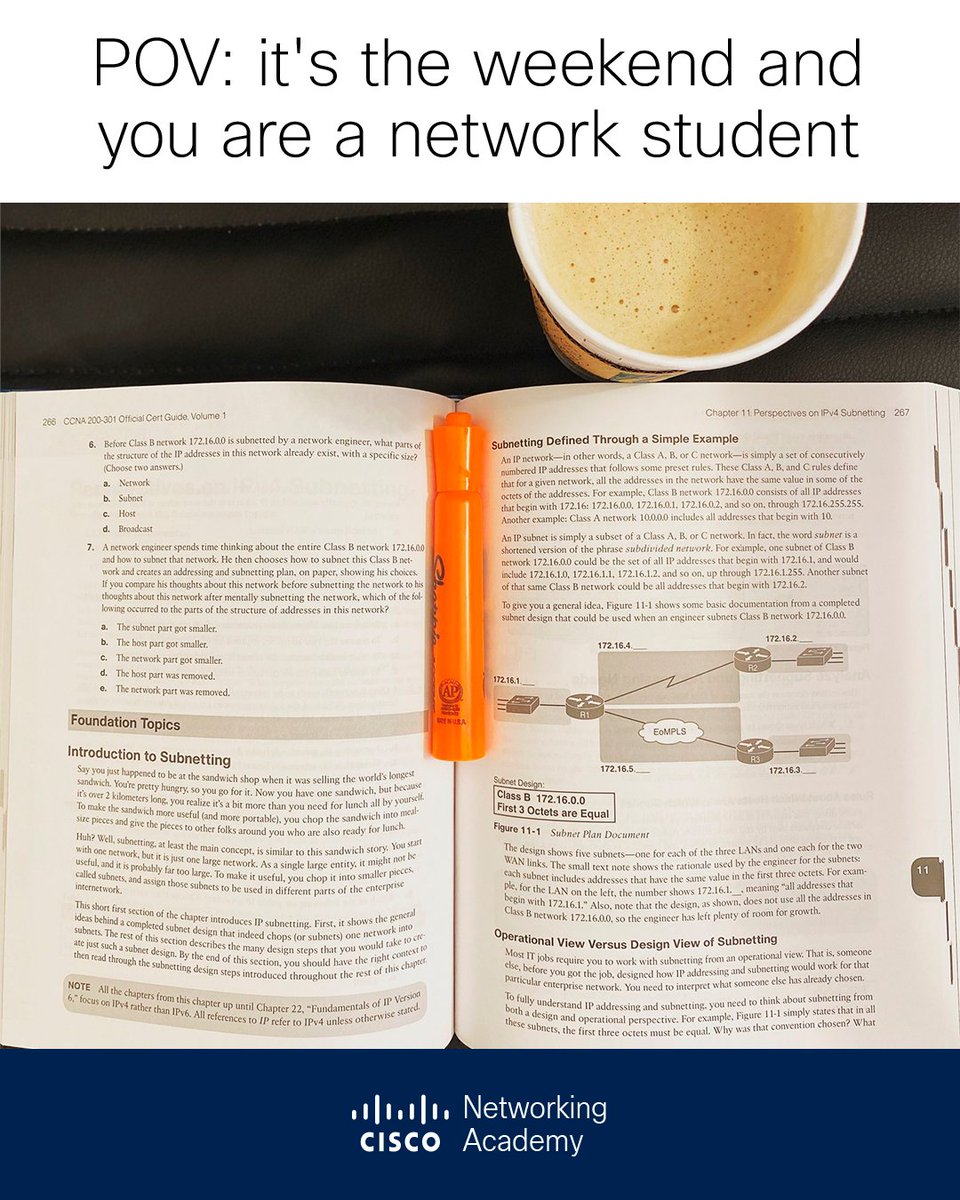 CiscoNetAcad's tweet photo. What will you study this weekend? 😃 https://t.co/F40yELVoo1