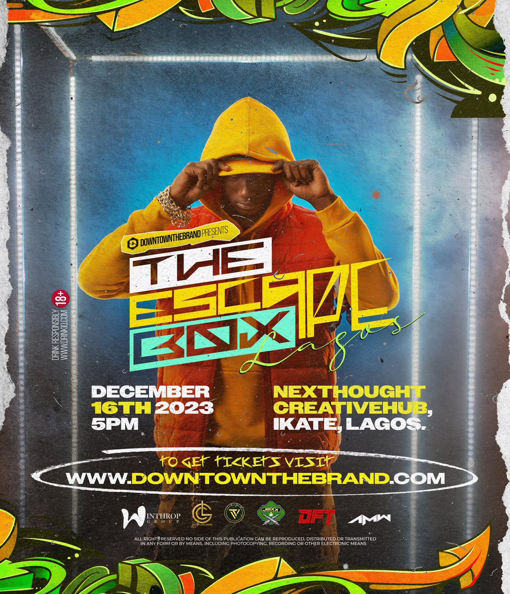 aspdowntown's tweet photo. DowntownTheBrand presents Escape Box Lagos – where art, fashion, and music collide in a celebration of diversity. 🌈✨ 🎶
let euphoria guide the night.
Don’t miss a beat, join the movement!
#theescapebox #crazydecember #downtowndecember #dettydecember #outsideindecember https://t.co/NPFg5sm4bG