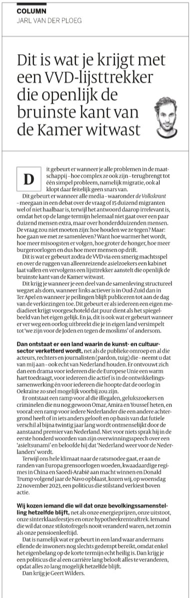 devriesjoost's tweet image. 'Dit gebeurt er wanneer je alle problemen inde maatschappij - hoe complex ze ook zijn - terugbrengt tot één simpel probleem, namelijk migratie, ook al klopt daar feitelijk geen snars van.' @Jarlvanderploeg