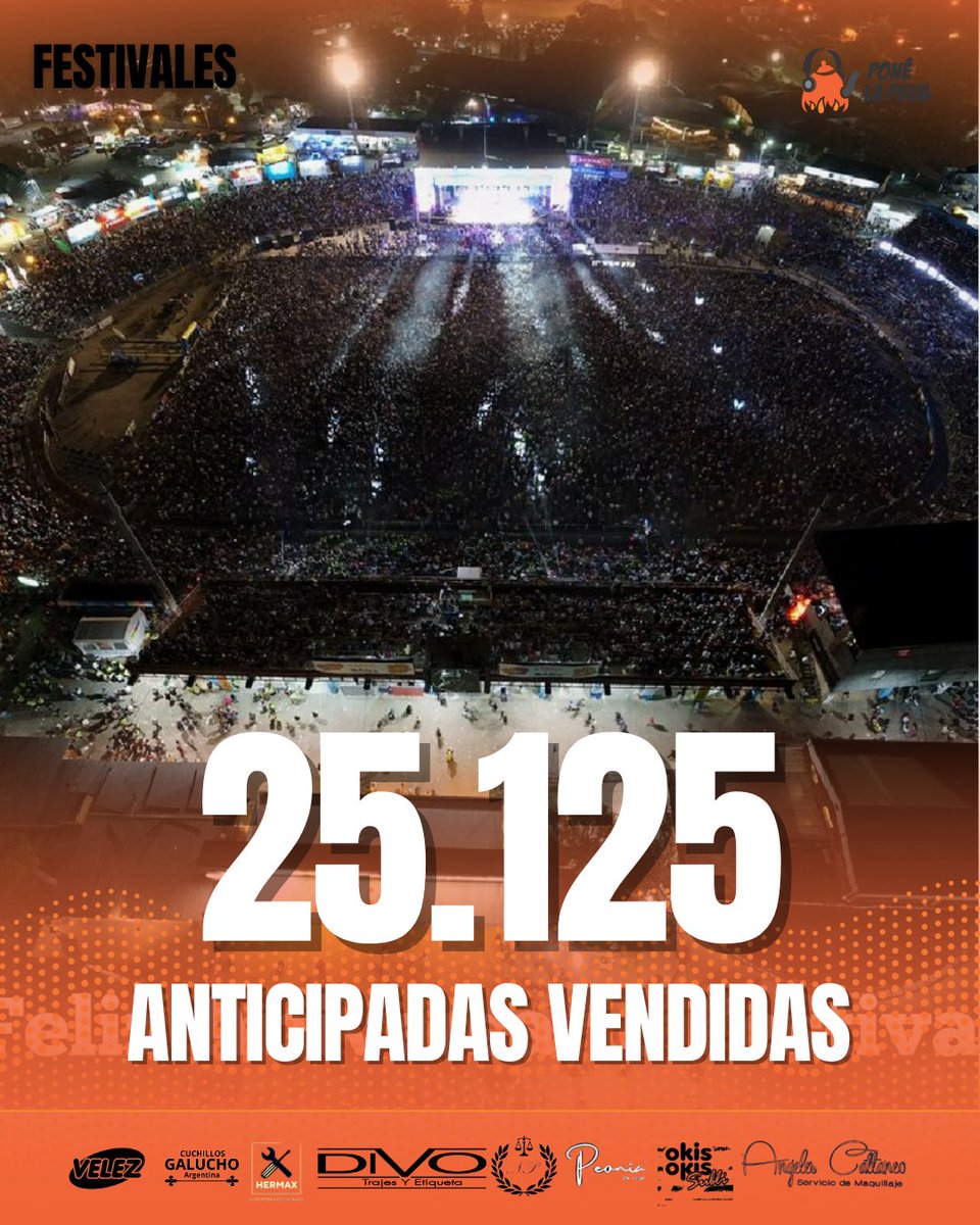 🎟️ La organización del Festival Nacional de Doma y Folklore de #JesúsMaría informó este viernes que, hasta ayer a primera hora, se registraban 25.125 entradas anticipadas vendidas para la edición número 58 del Festival.