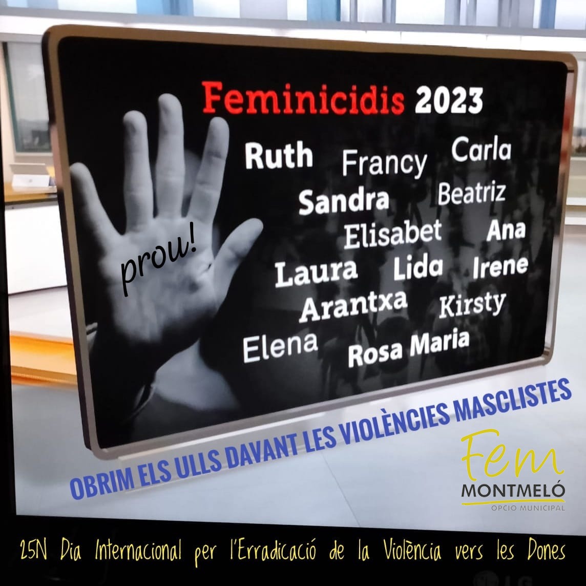 femmontmelo's tweet photo. La lluita contra les violències masclistes és una lluita col·lectiva que necessita de tota la societat; perquè les violències masclistes no són un fet aïllat, no són un problema de les dones. Són un problema de tota la societat!
Cc: foto central del TN migdia de TV3 #25Novembre https://t.co/bwDt3TirGO