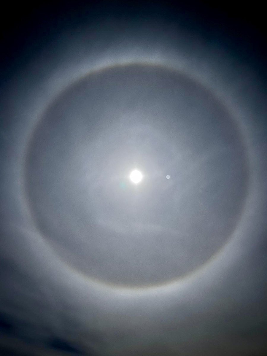 The moon is looking pretty spectacular tonight! The cold snap has brought about the unusual ice rainbows!