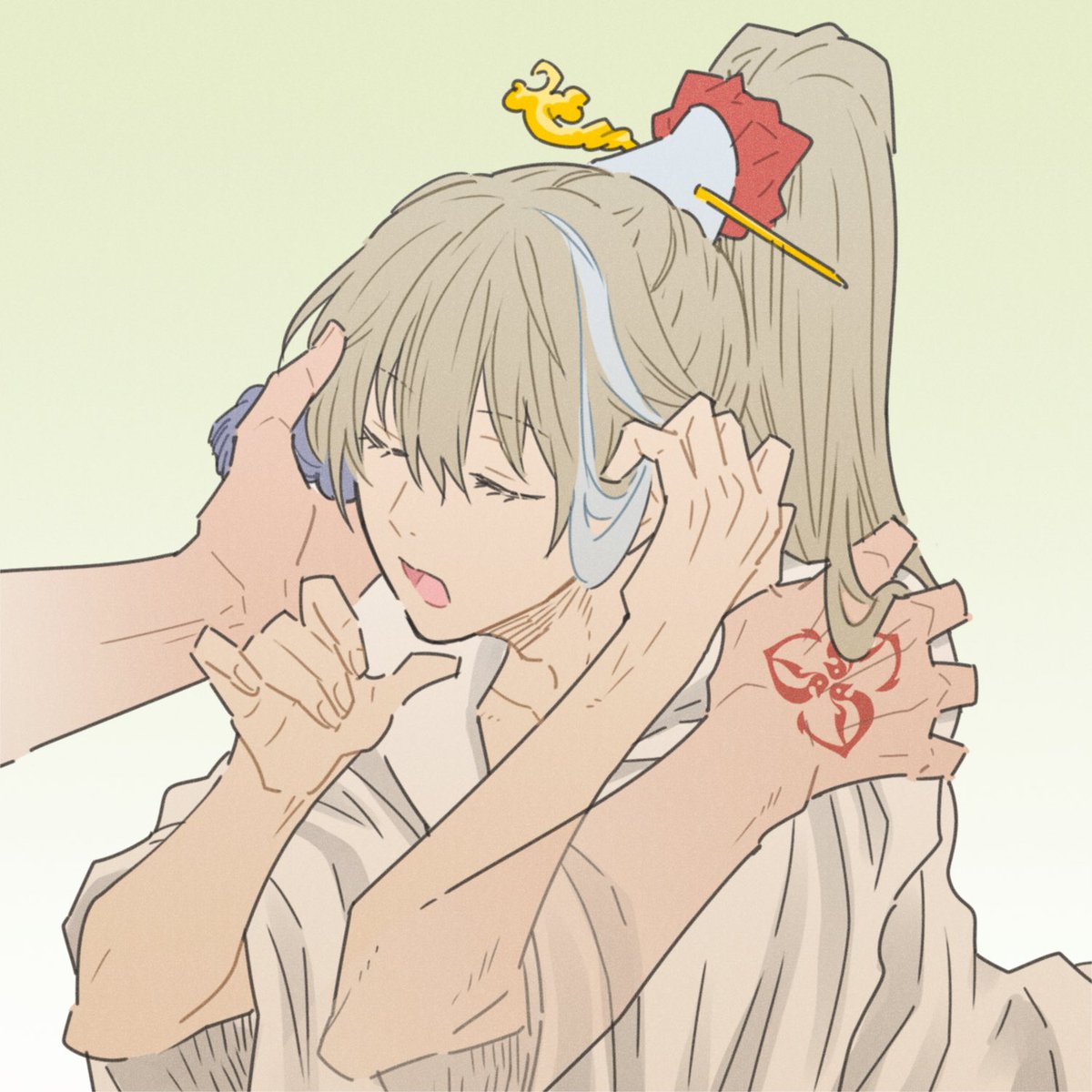 makimurara's tweet image. 髪をね　耳にかけてほしいんですよ