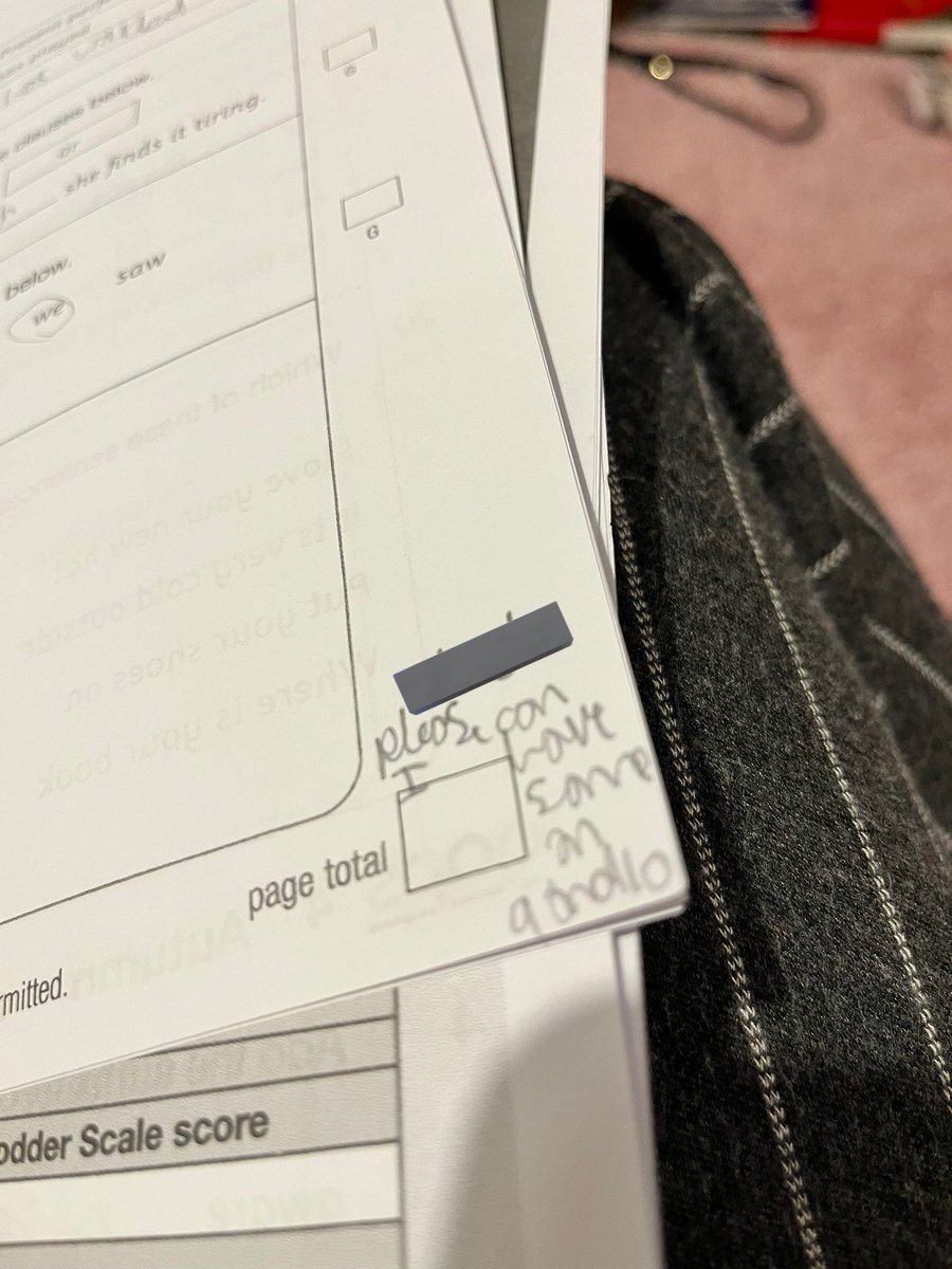 Miss___CJ's tweet photo. @MrBoothY6 One of mine this week- the most obvious cheating I’ve ever seen 😂… name of child they were sat next to included as well! https://t.co/8GeftR90us