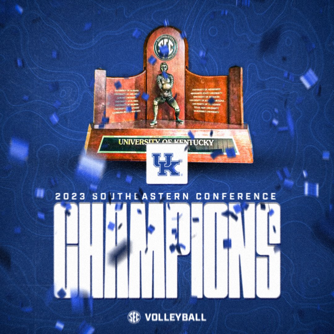 SEC's tweet photo. 🏆|🏆|🏆|🏆|🏆|🏆|🏆

The Bluegrass Dynasty continues. 😺🔵

For the 7th consecutive season, @KentuckyVB claims the #SECVB Championship! https://t.co/retdlgfufK