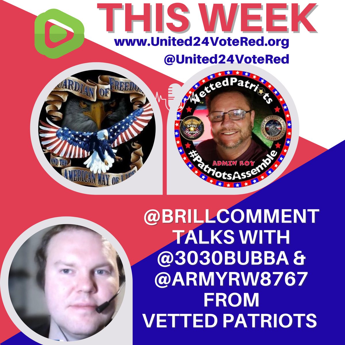 JOIN @United24VoteRed
#UnitedWeStand
TODAY
3pm Eastern
2 pm Central

On Rumble

As @BrillComment 
Talks to 
@3030bubba and 
@armyrw8767 
From
#VettedPatriots
➡️ rumble.com/v3xttm4-brill-…
