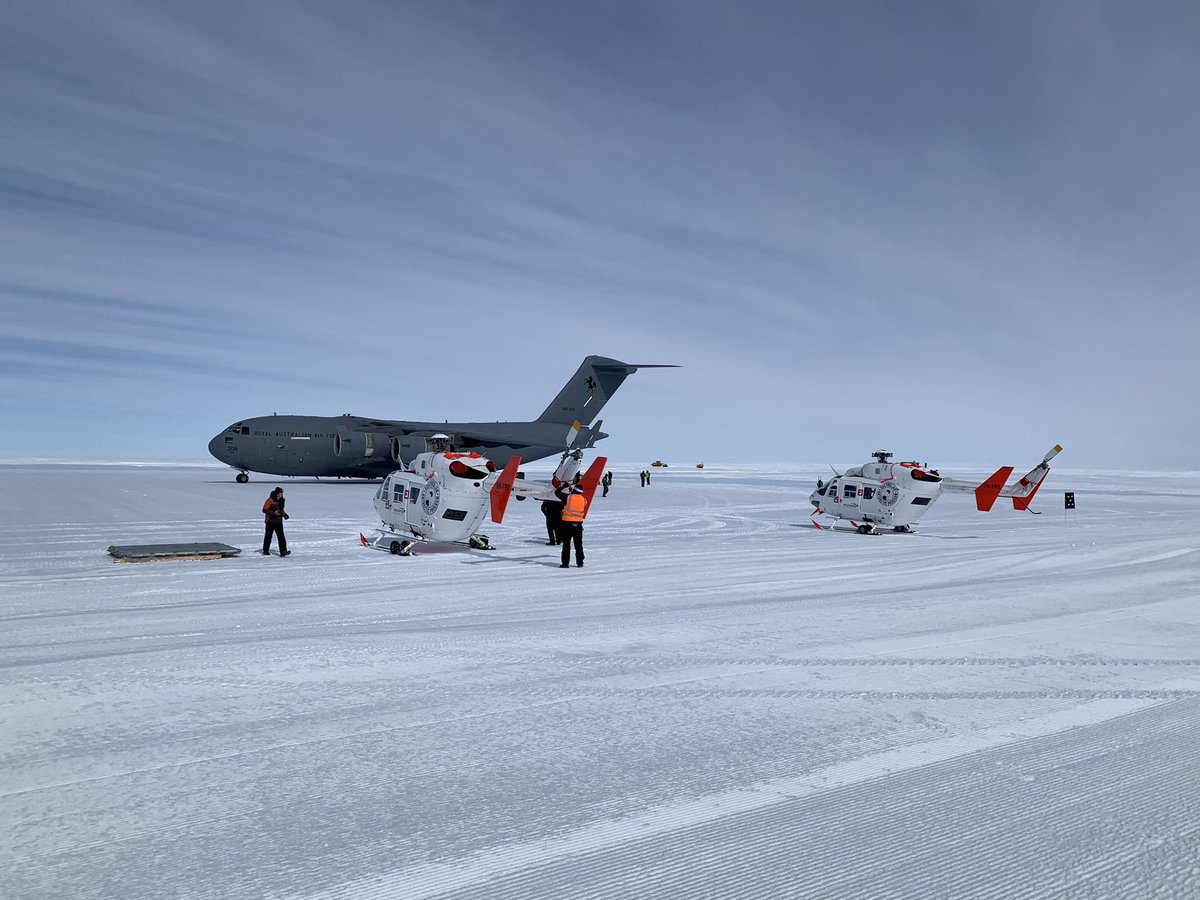 BK117s delivered to Wilkins. Now the blades go on and they head to their new home at the Bunger Hills. #denmancampaign