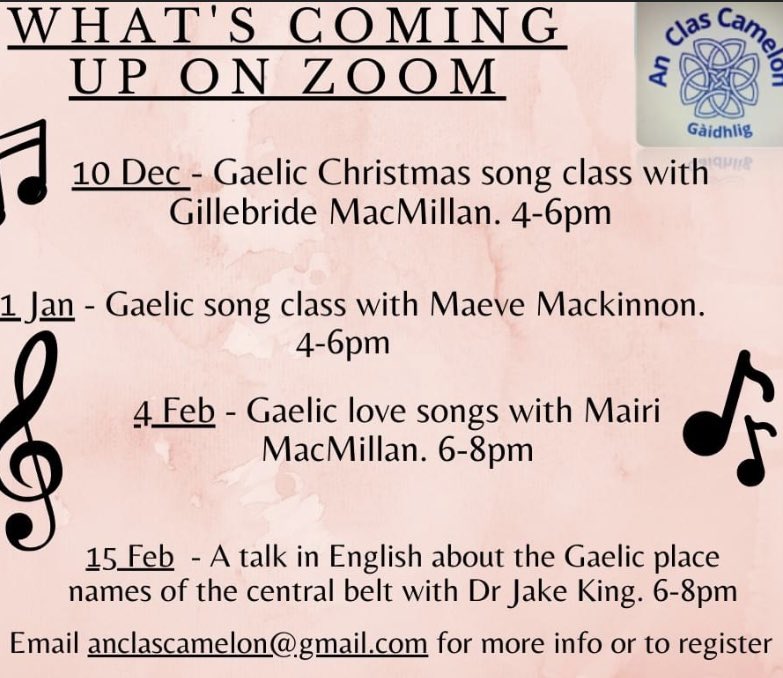 here’s a preview of what we have planned over the next 3 months - please email us if you are interested 

#gaelic #learn #song #placenames