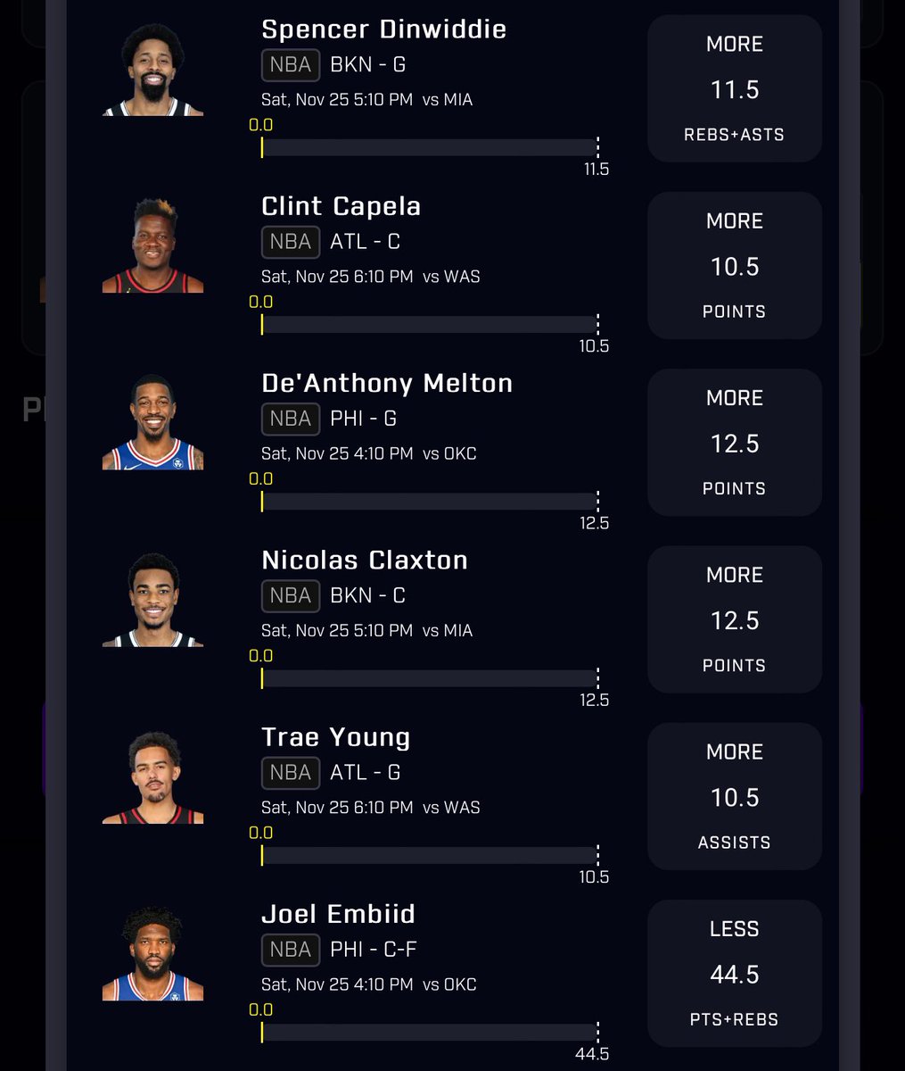 ZRob4444's tweet photo. NBA PrizePicks 25x slip number 2!🏀🔥 https://t.co/zVsLUqd9qz