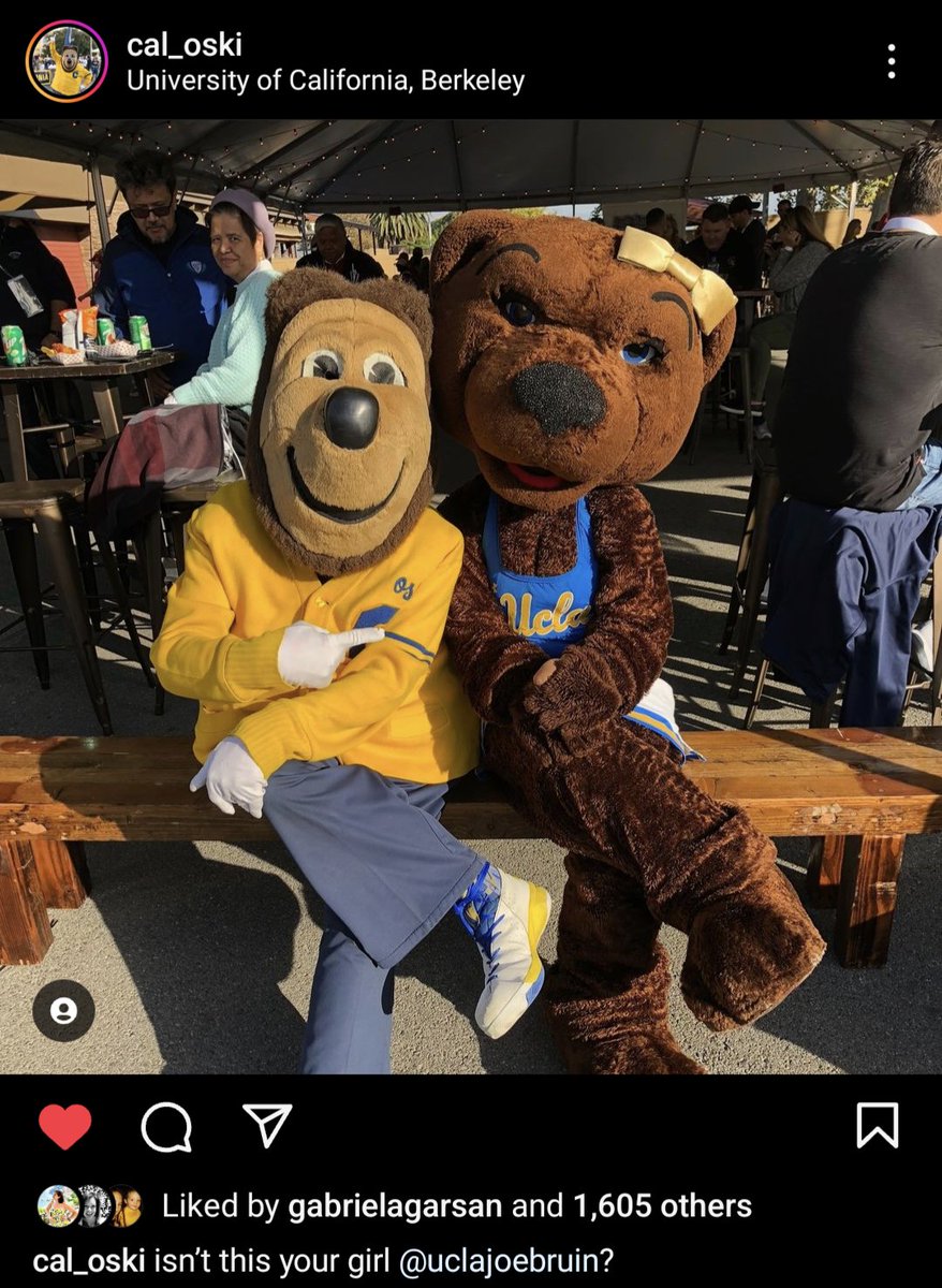 Thought Oski was going to go full sentimental today with Joe Bruin for the Cal and UCLA farewell but he decided to stick to the brand.